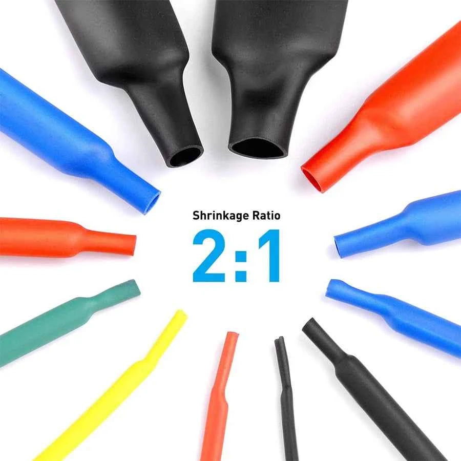 127PCS Heat-shrink Tubing Kit 2:1 black Thermoresistant Tube Electrical Connection Wire Cable Insulation Sleeving