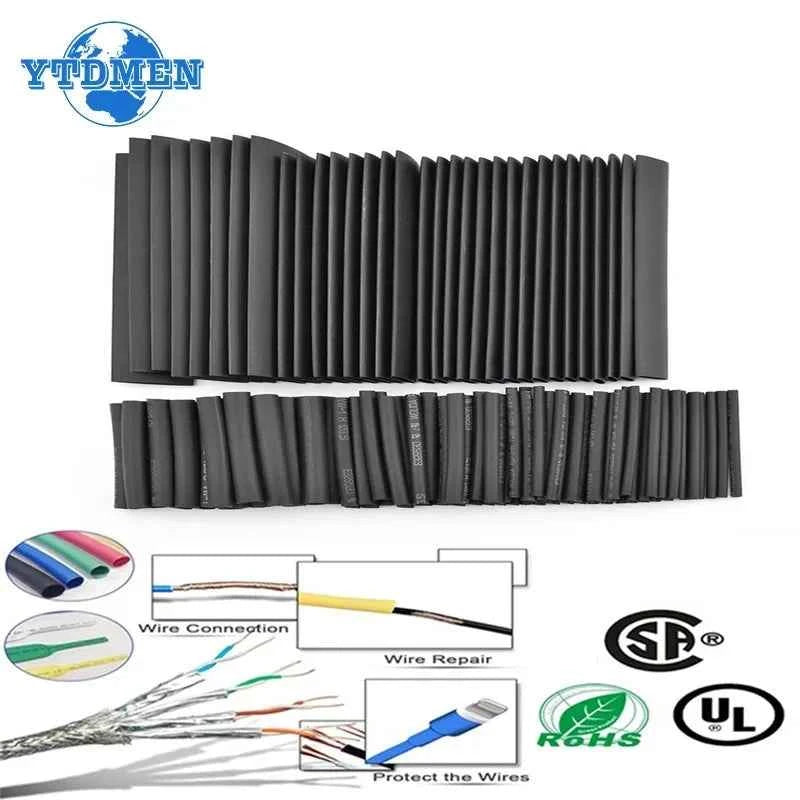 127PCS Heat-shrink Tubing Kit 2:1 black Thermoresistant Tube Electrical Connection Wire Cable Insulation Sleeving