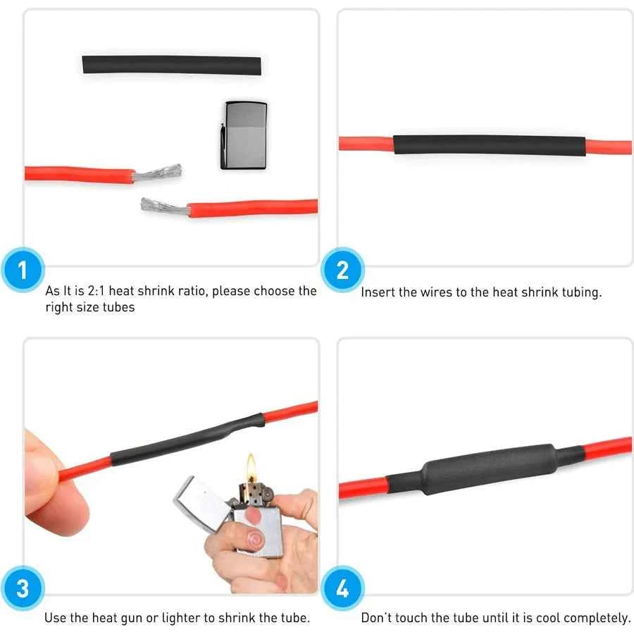 127PCS Heat-shrink Tubing Kit 2:1 black Thermoresistant Tube Electrical Connection Wire Cable Insulation Sleeving