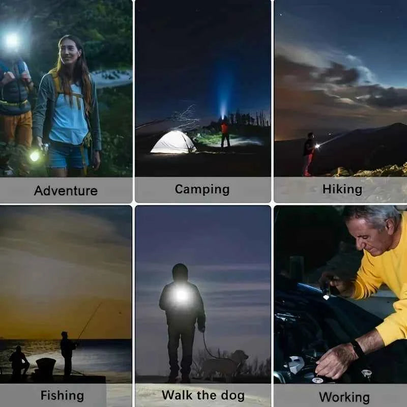 Super Bright LED Flashlight Rechargeable Zoom Torch 3 Modes Waterproof Long Range ABS Strong Light for Outdoor Camping Hiking
