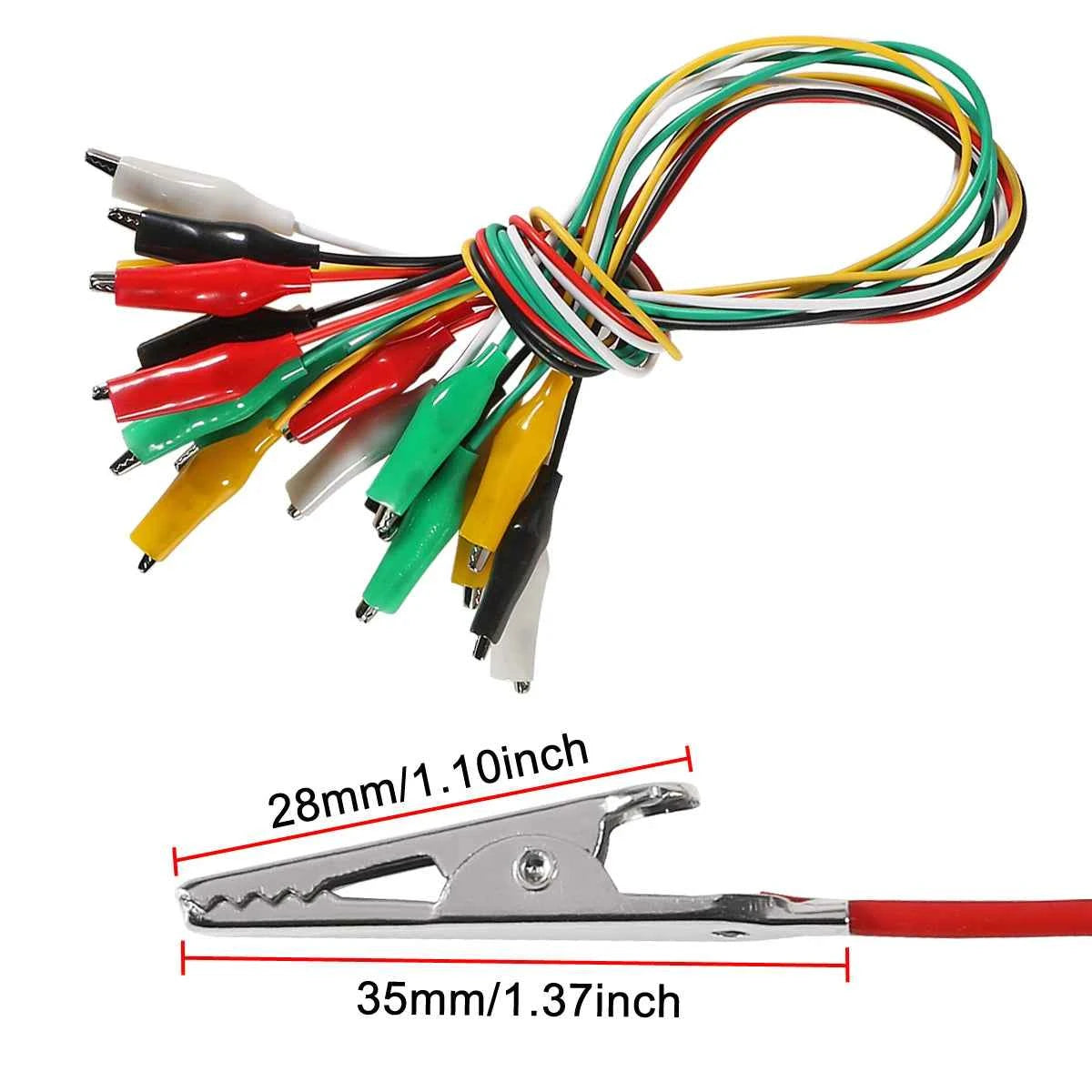 10pcs 50cm Alligator Clips 5 Colors Jumper Wires Kit Test Leads with Dual Ended Insulators Cable for Electric Circuit Connection