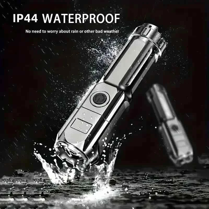 Super Bright LED Flashlight Rechargeable Zoom Torch 3 Modes Waterproof Long Range ABS Strong Light for Outdoor Camping Hiking