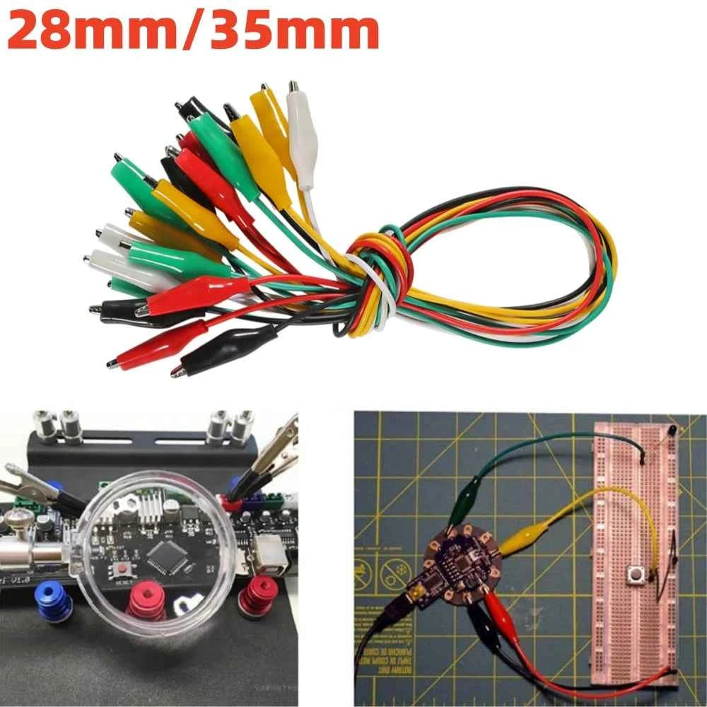 10pcs 50cm Alligator Clips 5 Colors Jumper Wires Kit Test Leads with Dual Ended Insulators Cable for Electric Circuit Connection