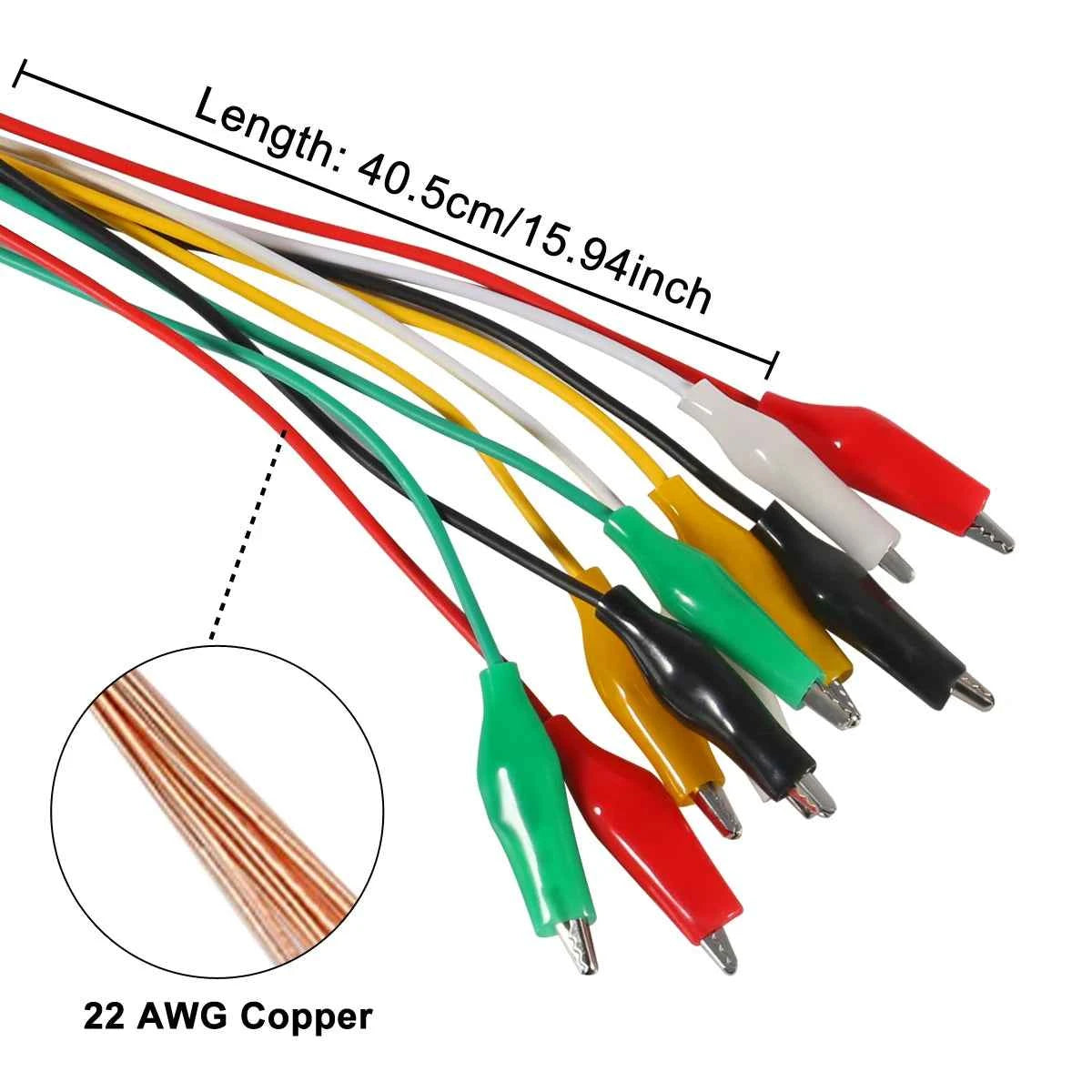 10pcs 50cm Alligator Clips 5 Colors Jumper Wires Kit Test Leads with Dual Ended Insulators Cable for Electric Circuit Connection