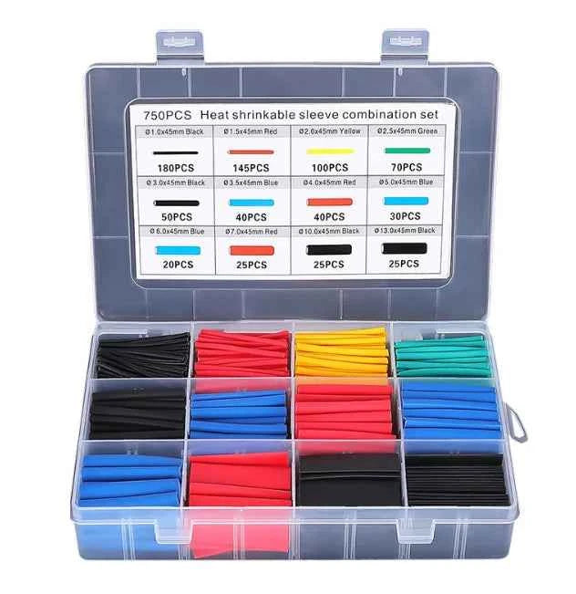 127-750pcs Heat-shrink Tubing Thermoresistant Tube Heat Shrink Wrapping Kit Electrical Connection Wire Cable Insulation Sleeving