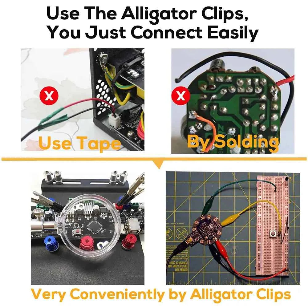 10pcs 50cm Alligator Clips 5 Colors Jumper Wires Kit Test Leads with Dual Ended Insulators Cable for Electric Circuit Connection